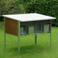 Conejera Exterior para 2 Conejos, con Techo Aislante y Accesorios