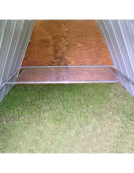 Interior con percha del gallinero de suelo para gallinas