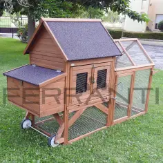 Gallinero móvil de madera con ruedas para 4 gallinas 2