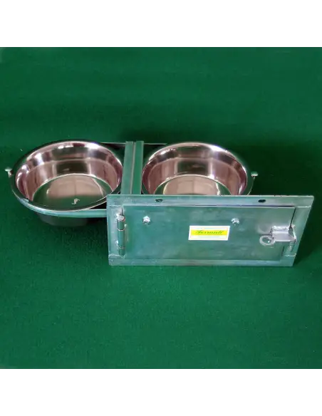 Comedero para perro giratorio doble cerrado con sistema antivuelco