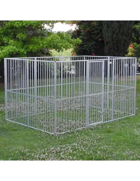 Recinto completo de perrera de barrotes galvanizados personalizable