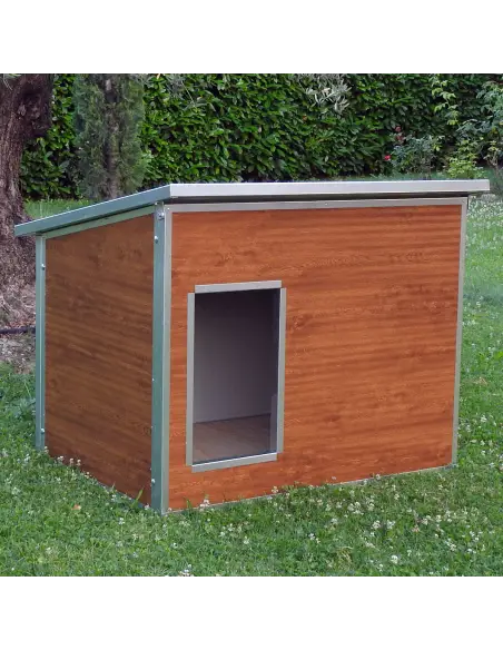 Caseta para perros grandes exterior aislada efecto madera