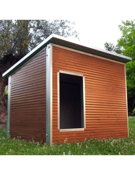 Caseta para perros grandes exterior aislada efecto madera