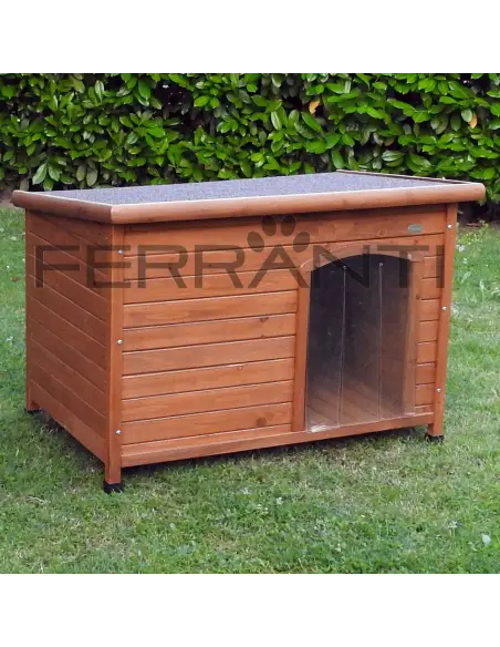 Caseta de madera para perros medianos con tejado inclinado y elevación Caseta de madera para perros medianos con tejado inclinado y elevación