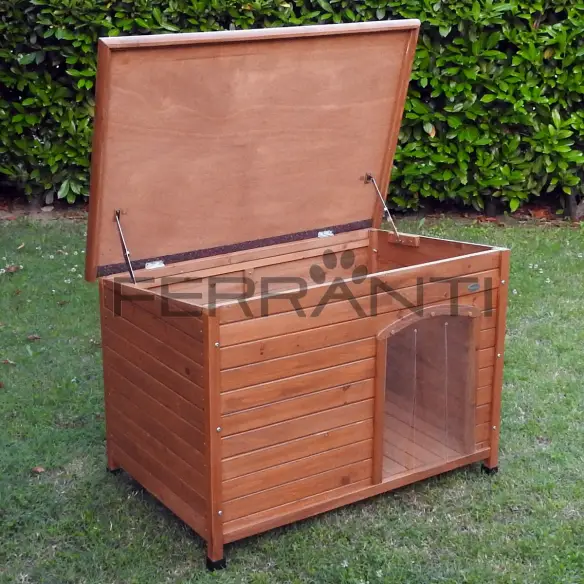 Techo abatible de caseta de madera para perros medianos