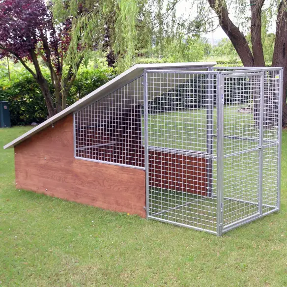 Perrera box modelo Labrador con recinto frontal de malla opcional