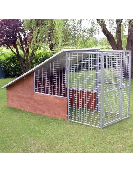 Perrera box modelo Labrador con recinto frontal de malla opcional