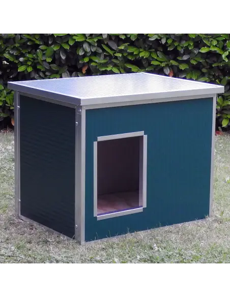 Caseta exterior aislada para perros pequeños verde