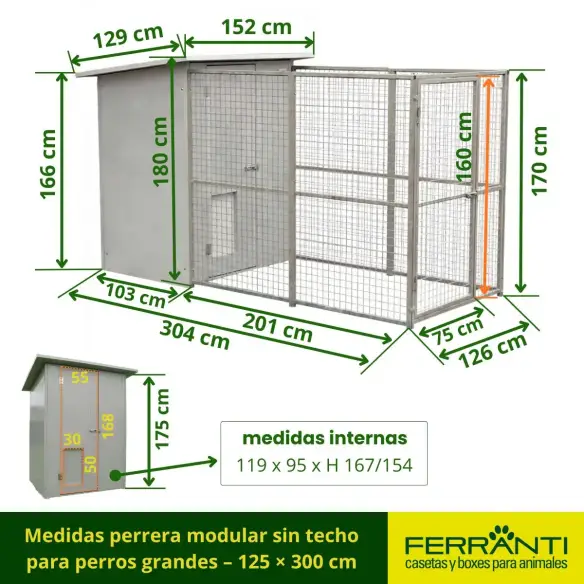 Medidas Perrera mod. Modular para Perros Grandes y Gigantes mod. Modular