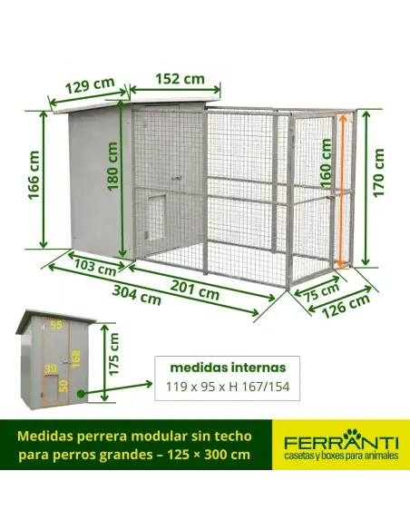 Medidas Perrera mod. Modular para Perros Grandes y Gigantes mod. Modular