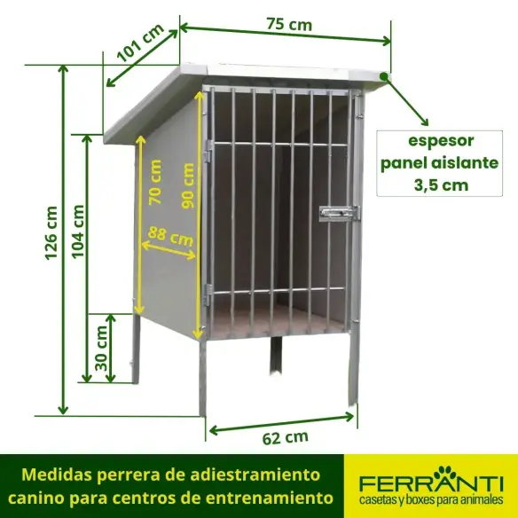 Medidas perrera de adiestramiento canino para centros de entrenamiento