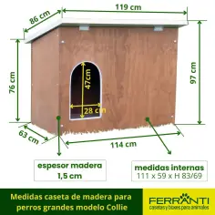 Casa para perros grandes de madera modelo Collie 2