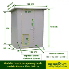 Casa para perro grande modelo Alano aislada y robusta 120x100 cm 2