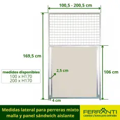 Lateral perrera mixto malla y sándwich aislante 1 metro de ancho 2