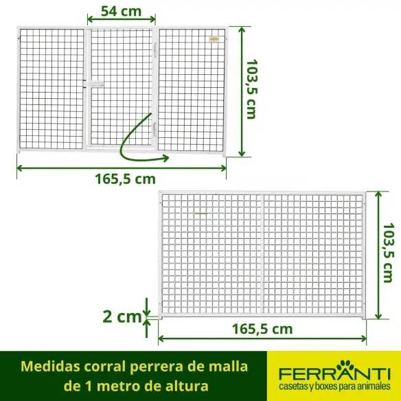 Medidas corral perrera de malla de 1 metro de altura