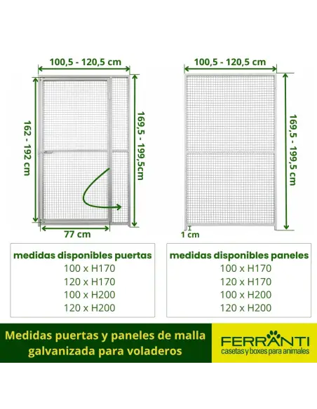 Medidas puertas y paneles de malla galvanizada para voladeros
