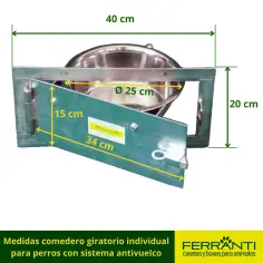 Comedero para perro giratorio abierto con sistema antivuelco 2