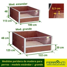 Paridera para perros de madera con borde antiaplastamiento 2