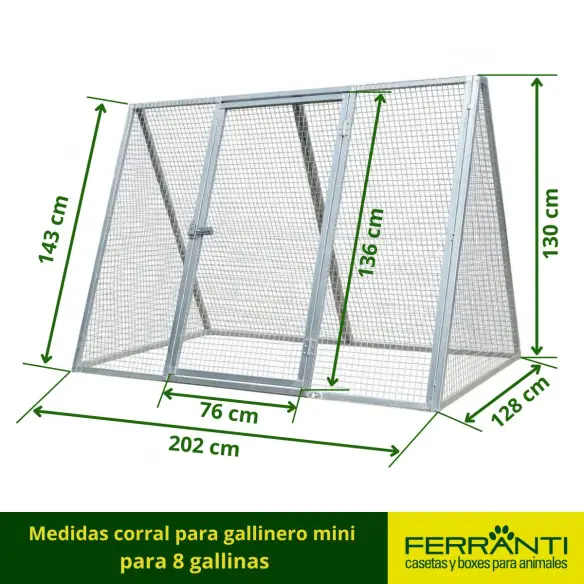 Medidas corral para gallinero mini 
para 8 gallinas