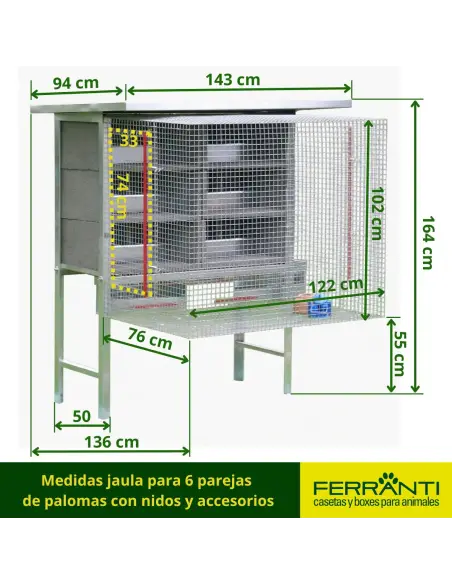 Jaula para Palomas, Aviario para 6 Parejas | Ferranti