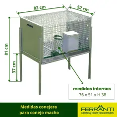 Conejera para conejo macho con accesorios incluidos 2