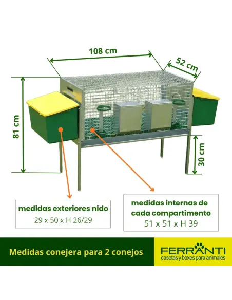 Medidas conejera para 2 conejos