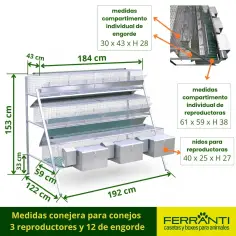 Conejera con 3 compartimentos y 12 de engorde 2