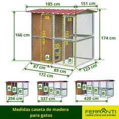 Caseta de madera para gatos, refugio seguro y cómodo 2