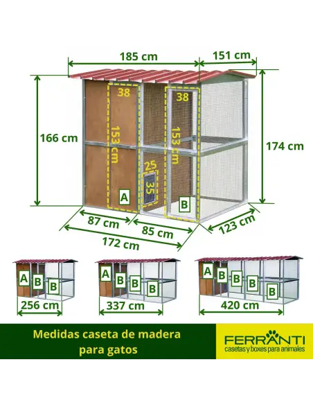 Medidas caseta de madera 
para gatos