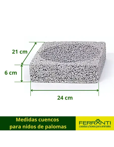 Medidas cuencos 
para nidos de palomas