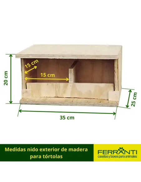 Medidas nido exterior de madera para tórtolas