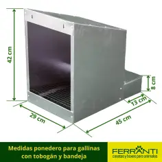 Ponedero para gallinas con tobogán y bandeja para exterior 2
