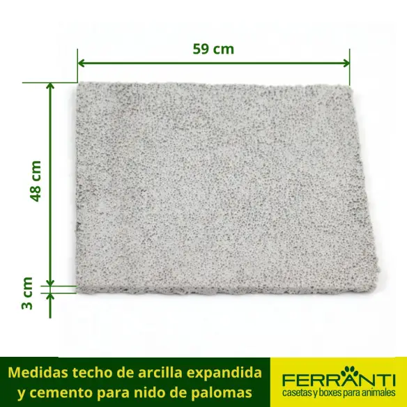 Medidas techo de arcilla expandida y cemento para nido de palomas