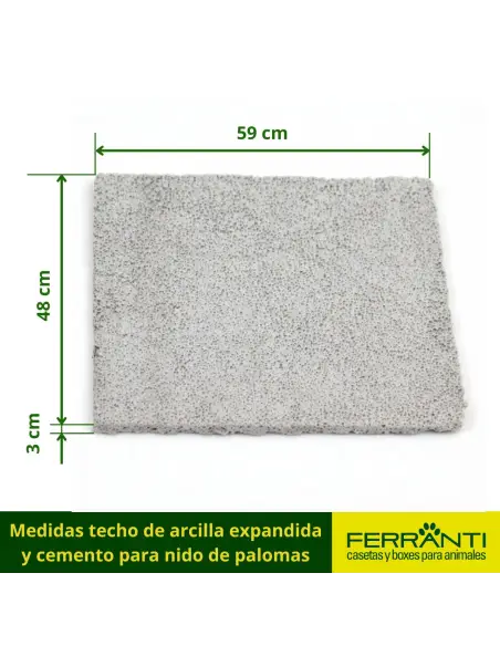 Medidas techo de arcilla expandida y cemento para nido de palomas