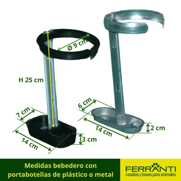 Medidas bebedero con portabotellas de plástico o metal