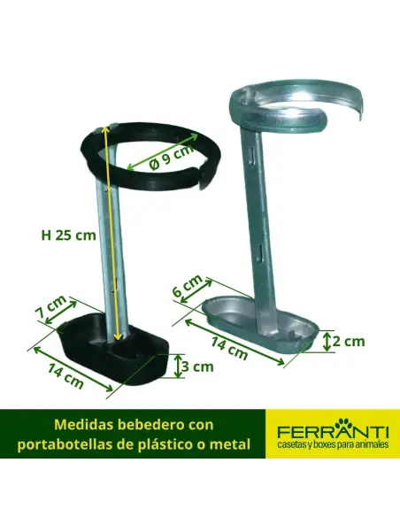 Medidas bebedero con portabotellas de plástico o metal