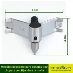 Bebedero para conejos con chupete y fijación a la red 2