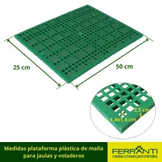 Plataforma de plástico de malla para jaulas y voladeros 2