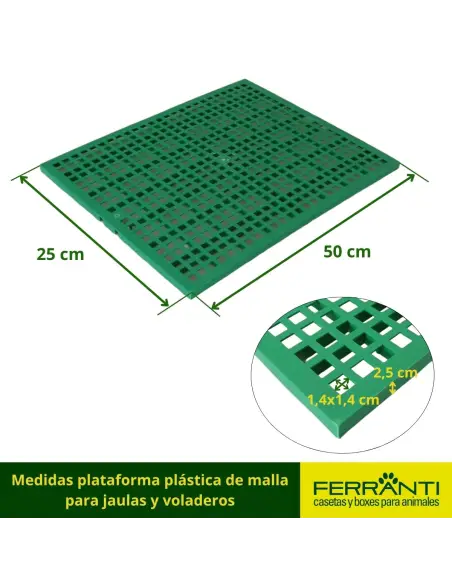 Medidas plataforma plástica de malla para jaulas y voladeros