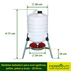 Bebedero para gallinas, pollos, patos y ocas de 30 litros 2