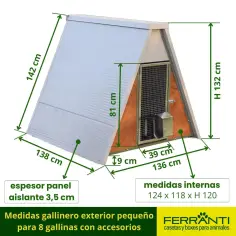 Gallinero exterior aislado para 8 gallinas con accesorios 2