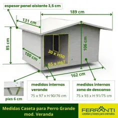 Casa para perro grande modelo Veranda con plataforma aislada 2
