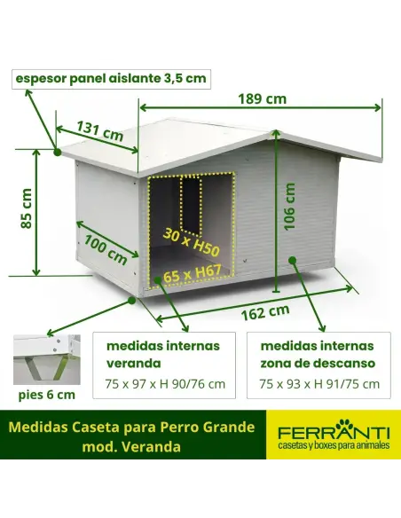 Medidas Caseta para Perro Grande
mod. Veranda
