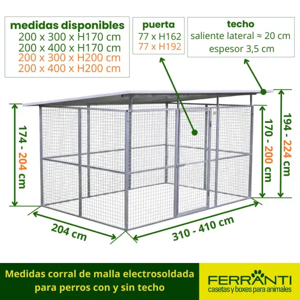Medidas corral de malla electrosoldada para perros con y sin techo
