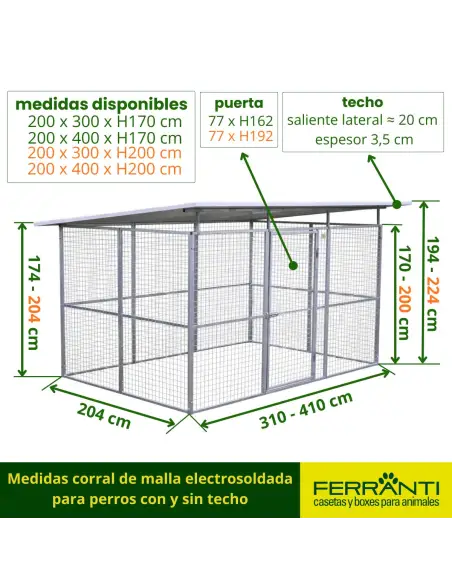 Medidas corral de malla electrosoldada para perros con y sin techo
