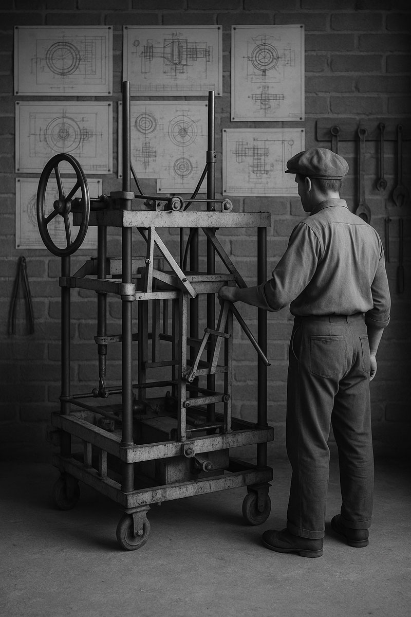Prototipo de máquina para fabricar nidos de arcilla para palomas, diseñado para moldear piezas resistentes y uniformes.